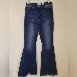 KanCan Signature  Ultra High Rise Super Flare Jeans, Size 28, Raw Hem